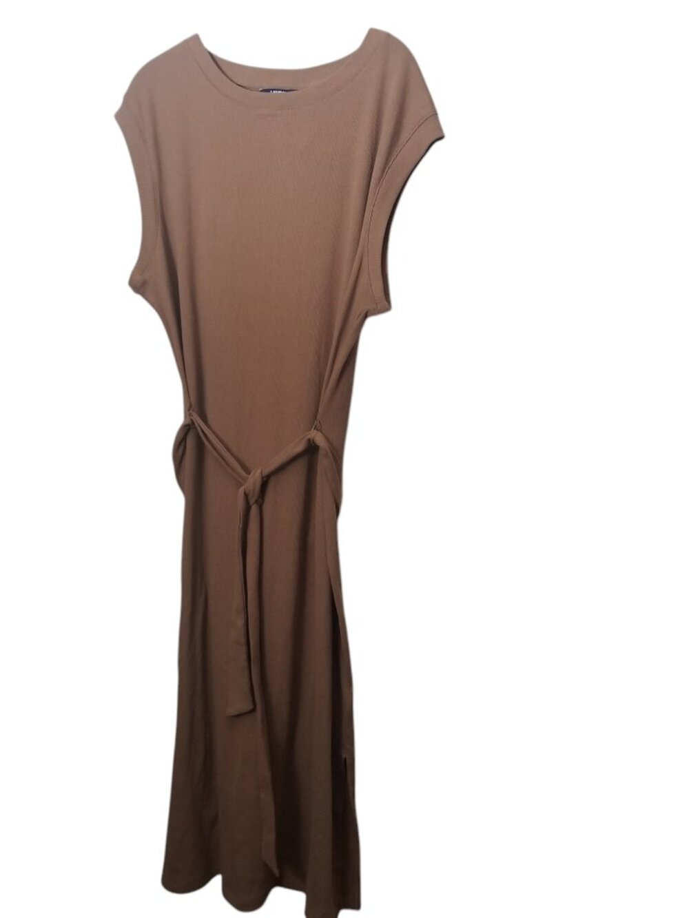 Lands End Women's Brown Ribbed Cotton Blend Travel Vacation Midi Dress Sz XXL